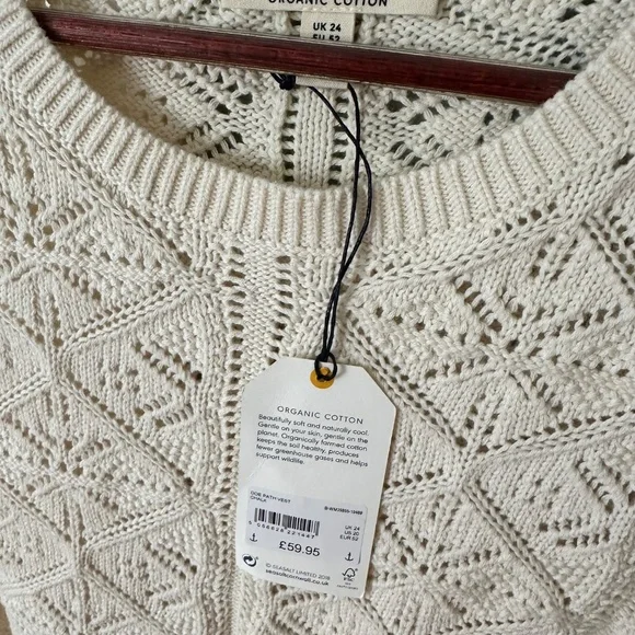 SEASALT Cornwall (UK) Doe Path Knitted Vest / Tank in Chalk - NWT - US 20/UK 24 - Picture 4 of 5